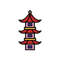 isolate chinese traditional building flat icon vector