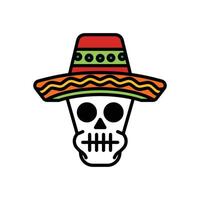 isolate mexican skull flat icon vector