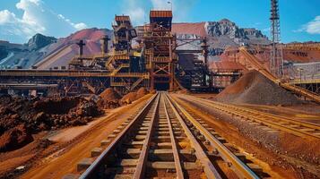 Machinery and infrastructure are visible, showcasing the industrial activity and scale of the coal mining operation. photo