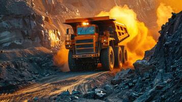 Machinery and infrastructure are visible, showcasing the industrial activity and scale of the coal mining operation. photo