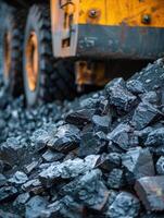Machinery and infrastructure are visible, showcasing the industrial activity and scale of the coal mining operation. photo