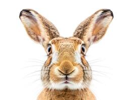 Close-up of a rabbit with a white background. photo