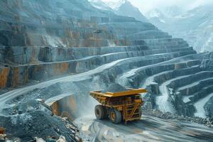 A vast quarry with rugged rock formations photo