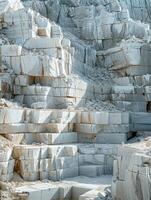 A vast quarry with rugged rock formations photo