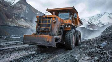 Machinery and infrastructure are visible, showcasing the industrial activity and scale of the coal mining operation. photo