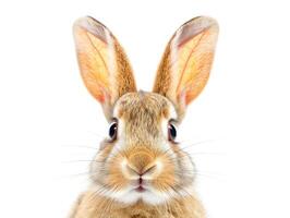 Close-up of a rabbit with a white background. photo