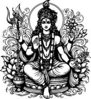 Sketch hand drawn single line drawing Lord Krishna vector