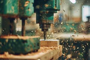 Close-up of a working drilling machine photo