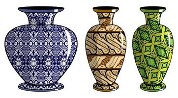Javanese urn with batik motif vector