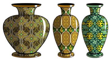 Javanese urn with batik motif vector