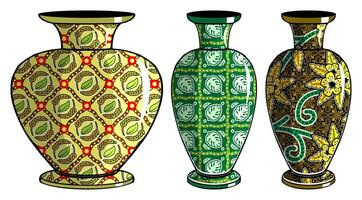 Javanese urn with batik motif vector