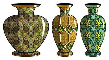 Javanese urn with batik motif vector