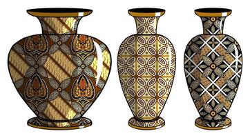 Javanese urn with batik motif vector