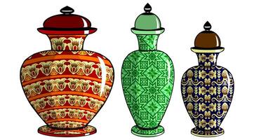 Javanese urn with batik motif vector