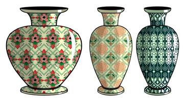 Javanese urn with batik motif vector