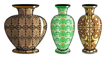 Javanese urn with batik motif vector