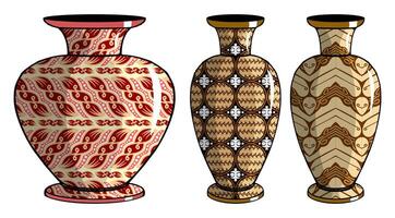 Javanese urn with batik motif vector