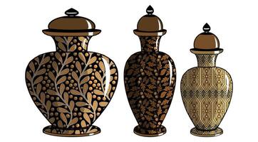Javanese urn with batik motif vector