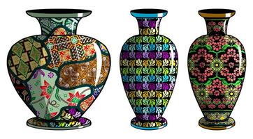 Javanese urn with batik motif vector
