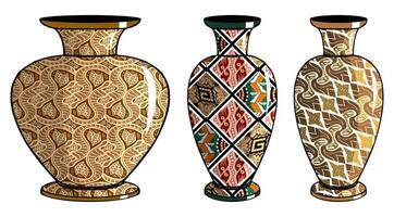 Javanese urn with batik motif vector