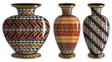 Javanese urn with batik motif vector