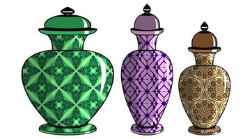 Javanese urn with batik motif vector