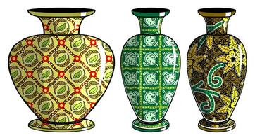 Javanese urn with batik motif vector