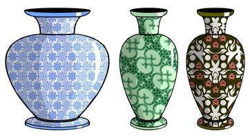 Javanese urn with batik motif vector