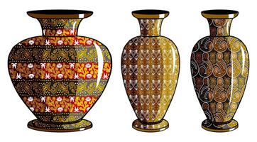 Javanese urn with batik motif vector
