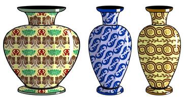 Javanese urn with batik motif vector