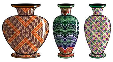 Javanese urn with batik motif vector