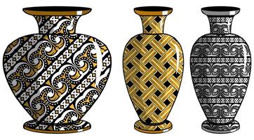 Javanese urn with batik motif vector