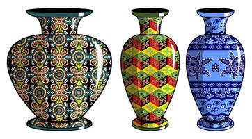 Javanese urn with batik motif vector