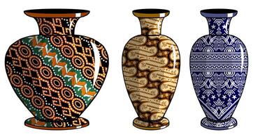 Javanese urn with batik motif vector