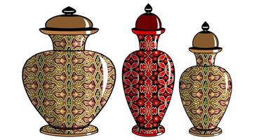 Javanese urn with batik motif vector
