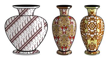 Javanese urn with batik motif vector