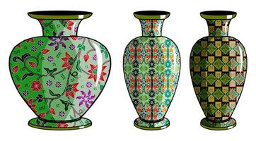 Javanese urn with batik motif vector