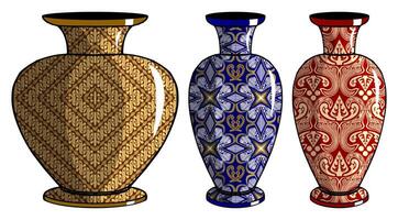 Javanese urn with batik motif vector