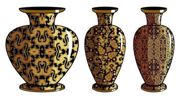 Javanese urn with batik motif vector