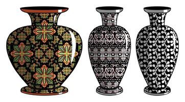 Javanese urn with batik motif vector