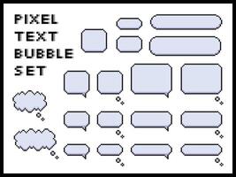 Cute pixel text speech bubble isolated element illustration set. Speech talking thinking box. Dialogue cloud. 8 bit. For game development, mobile app,scrapbooking, graphic, social media vector