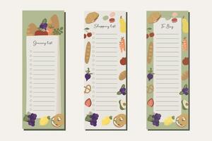 Grocery Shopping list printable template memo note format. Planner page. Lined and check box paper sheet isolated. Stationery for organization planner vector