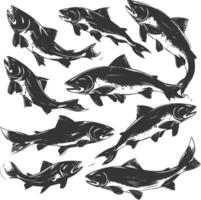 Set of Swimming Shark Silhouettes with different shapes vector