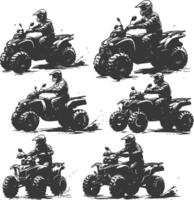a set of four atv riders in different poses vector