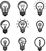 Flat Lightbulb Icon Set Isolated on White Background vector