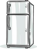 Simple Line Drawing of a Refrigerator Icon with Thick Black Lines on White Background vector