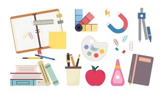 Different stationery for studying illustrations set vector