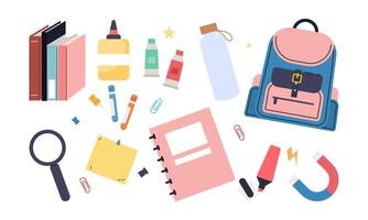 Different stationery for studying illustrations set vector