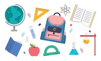 Different stationery for studying illustrations set vector