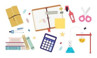 Different stationery for studying illustrations set vector